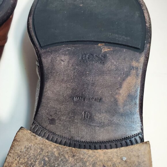 BOSS Hugo Boss Mens Merlot Leather Almond Toe Lace Up Oxford Dress Shoe Italy 10 - Picture 8 of 9